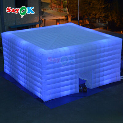 Sayok Customized 100 People White Oxford Fabric Cube Event LED Tents Inflatable Party Tent for Sale