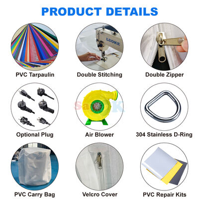 Sayok 10x20 Meters White PVC Tarpaulin Awning Pavilion Inflatable Cube Tent for Event 200 People