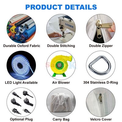 Sayok पोर्टेबल ऑक्सफोर्ड फैब्रिक 10m बड़ा प्रकाशित इन्फ्लेटेबल एयर पार्टी क्यूब टेंट आउटडोर कैंपिंग इवेंट रेंटल के लिए