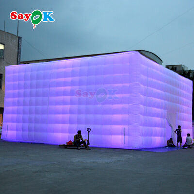Sayok Free 3D Design Oxford Cloth 10x10m Large Cube Outdoor Event Party Inflatable Tent with LED Light and Blower