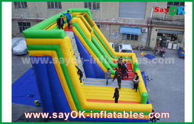 वयस्क inflatable स्लाइड 9.5*7.5*6.5m रंगीन inflatable bouncer स्लाइड के साथ चढ़ाई दीवार मनोरंजन पार्क के लिए