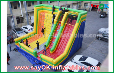 वयस्क inflatable स्लाइड 9.5*7.5*6.5m रंगीन inflatable bouncer स्लाइड के साथ चढ़ाई दीवार मनोरंजन पार्क के लिए
