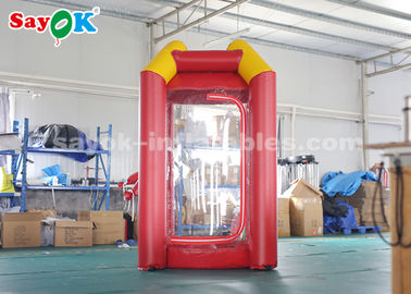 लाल कस्टम Inflatable उत्पाद / पीवीसी तिरपाल घन 2 हवा धौंकनी के साथ Inflatable पैसा बूथ