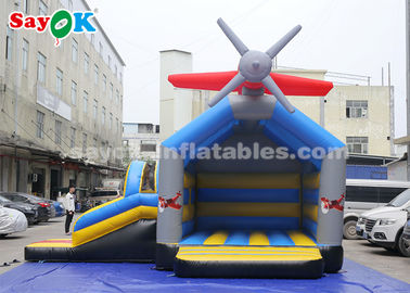Inflatable Bouncer Slides 0.4mm PVC Tarpaulin Inflatable Jump And Slide Bouncer With Airplane For Kids बच्चों के लिए हवाई जहाज के साथ घुमावदार बाउंसर