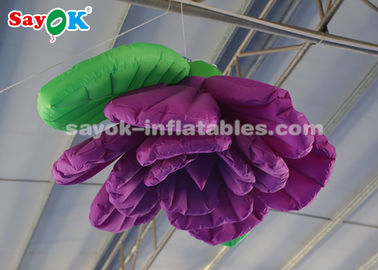 बैंगनी 2 मीटर Inflatable प्रकाश सजावट लॉबी स्टेज सजावट के लिए गुलाब का फूल लटका