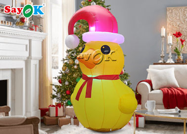 लाल टोपी एसजीएस Inflatable कार्टून चरित्रों के साथ क्रिसमस पीला बतख का नेतृत्व किया