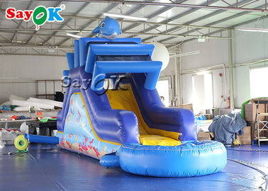 गीला सूखा inflatable स्लाइड 9.3x2x3.5mH वाणिज्यिक डॉल्फिन inflatable बड़े पानी स्लाइड