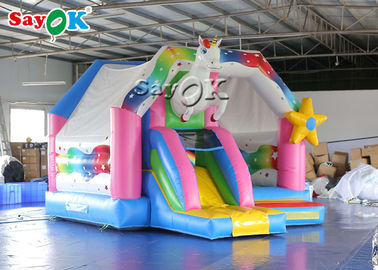 आउटडोर बच्चों पीवीसी इंद्रधनुष गेंडा Inflatable उछालभरी महल