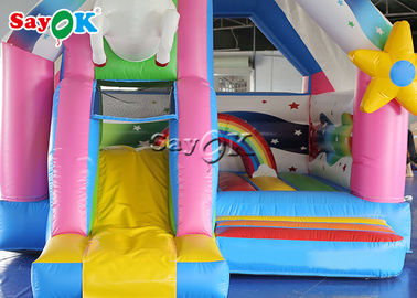 आउटडोर बच्चों पीवीसी इंद्रधनुष गेंडा Inflatable उछालभरी महल