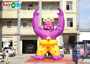 आउटडोर विज्ञापन के लिए 6 मीटर विशाल गुलाबी Inflatable गोरिल्ला पशु मॉडल