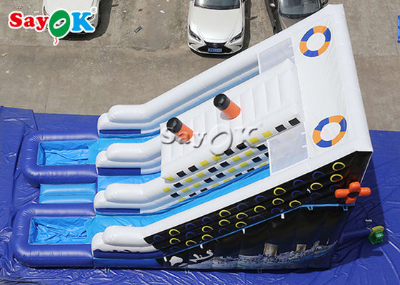 आउटडोर वाटर inflatable स्लाइड्स एसजीएस डबल सिलेड वाटरप्रूफ Inflatable क्लाइंबिंग वाटर स्लाइड