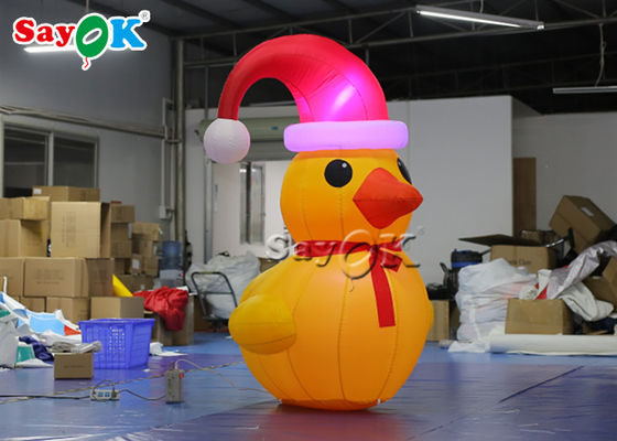 ऑक्सफोर्ड क्लॉथ आउटडोर सजावट 2 मीटर टोपी के साथ Inflatable क्रिसमस बतख