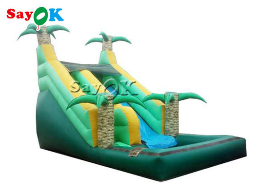 औद्योगिक inflatable पानी स्लाइड पार्क अग्नि प्रतिरोधी जंगल पाम ट्री inflatable पूल स्लाइड बच्चे के लिए