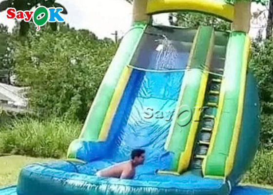 औद्योगिक inflatable पानी स्लाइड पार्क अग्नि प्रतिरोधी जंगल पाम ट्री inflatable पूल स्लाइड बच्चे के लिए