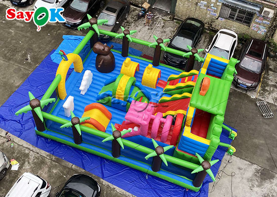 निविड़ अंधकार Inflatable खेल का मैदान शरारती किले महल स्लाइड