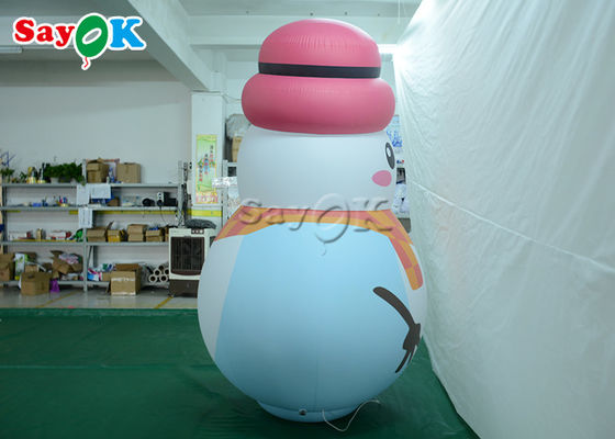गुलाबी टोपी के साथ सफेद इनडोर गहने Inflatable स्नोमैन मॉडल गुब्बारा