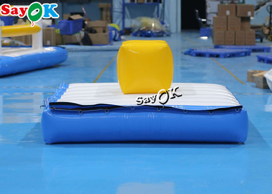 कस्टम 2x2m inflatable मनोरंजन पार्क ब्लू क्यूब ब्लास्ट अप वाटर Trampoline Backyard पानी के खिलौने
