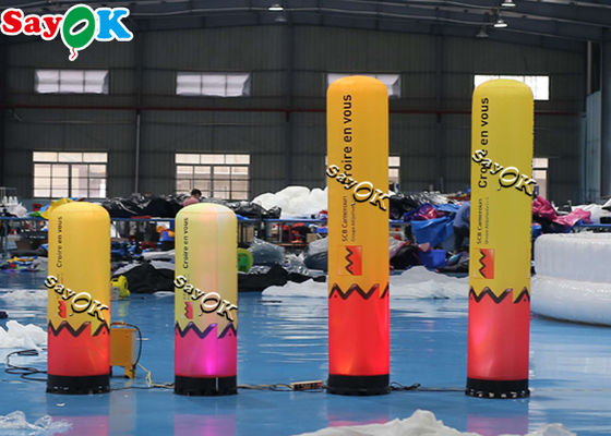 0.46x1.22mH गुलाबी और पीले एलईडी ट्यूब ब्लोअर के साथ Inflatable स्तंभ