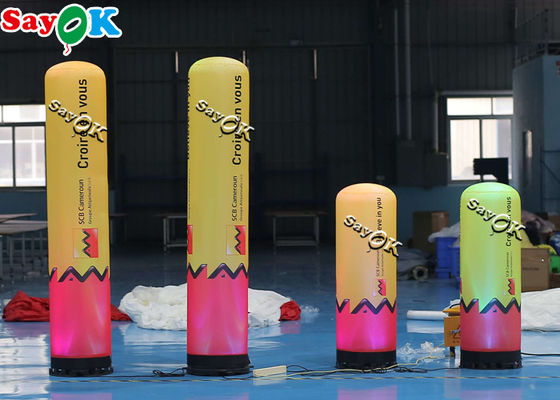 0.46x1.22mH गुलाबी और पीले एलईडी ट्यूब ब्लोअर के साथ Inflatable स्तंभ