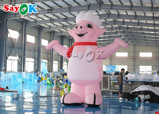 फुलाए जाने वाले विज्ञापन गुब्बारे 4 मीटर 13 फीट शुभंकर गुलाबी उड़ाए जाने वाले कार्टून पात्र पोर्क कुक मॉडल रेस्तरां के उद्घाटन के लिए