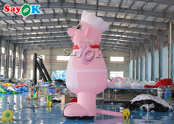 फुलाए जाने वाले विज्ञापन गुब्बारे 4 मीटर 13 फीट शुभंकर गुलाबी उड़ाए जाने वाले कार्टून पात्र पोर्क कुक मॉडल रेस्तरां के उद्घाटन के लिए