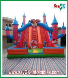 inflatable dry slide Red Mickey Mouse inflatable water slide 0.5mm पीवीसी L6 X W3 X H5m