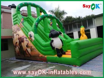 औद्योगिक inflatable पानी स्लाइड्स ग्रीन inflatable पानी स्लाइड 0.55 मिमी मनोरंजन पार्क के लिए पीवीसी टारपॉलिन