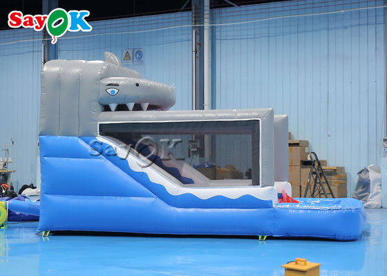 मनोरंजन पार्क के लिए छोटे inflatable स्लाइड बच्चे पीवीसी inflatable शार्क गीला और सूखी स्लाइड