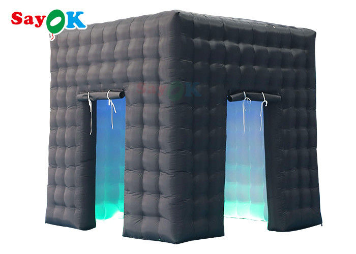 ऑक्सफोर्ड क्लॉथ एलईडी इन्फ्लेटेबल फोटो बूथ डबल मिडिल डोर कैमरा बूथ