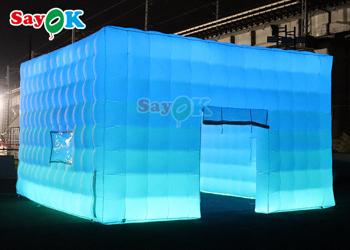 कस्टम पोर्टेबल ब्लैक inflatable घन तम्बू नाइट क्लब पार्टी बार तम्बू एलईडी प्रकाश व्यवस्था के साथ inflatable लॉन तम्बू