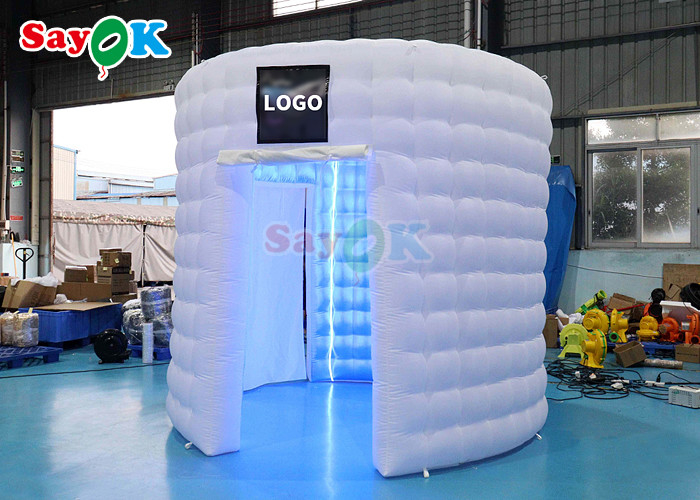 जन्मदिन की पार्टी के लिए कस्टम inflatable फोटो बूथ ब्लो अप एलईडी 360 फोटो बूथ संलग्नक सफेद गुंबद