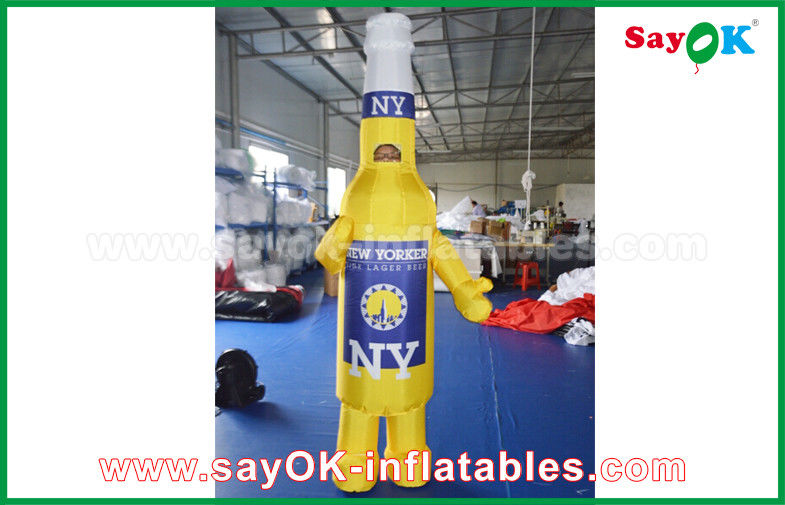 वाणिज्यिक विज्ञापन के लिए कस्टम पीला / नीला पोर्टेबल inflatable कार्टून पात्र