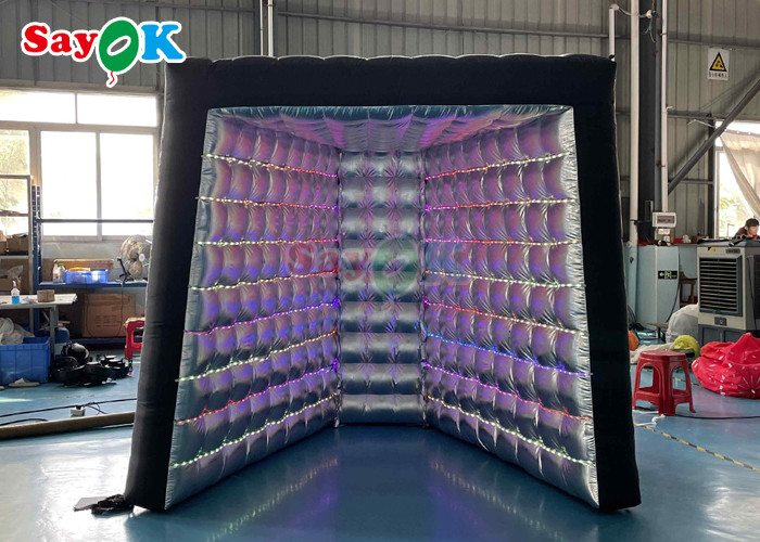 ऑक्सफोर्ड पोर्टेबल inflatable फोटो बूथ स्टूडियो टेंट पृष्ठभूमि काले एलईडी inflatable घन V के आकार के संलग्नक