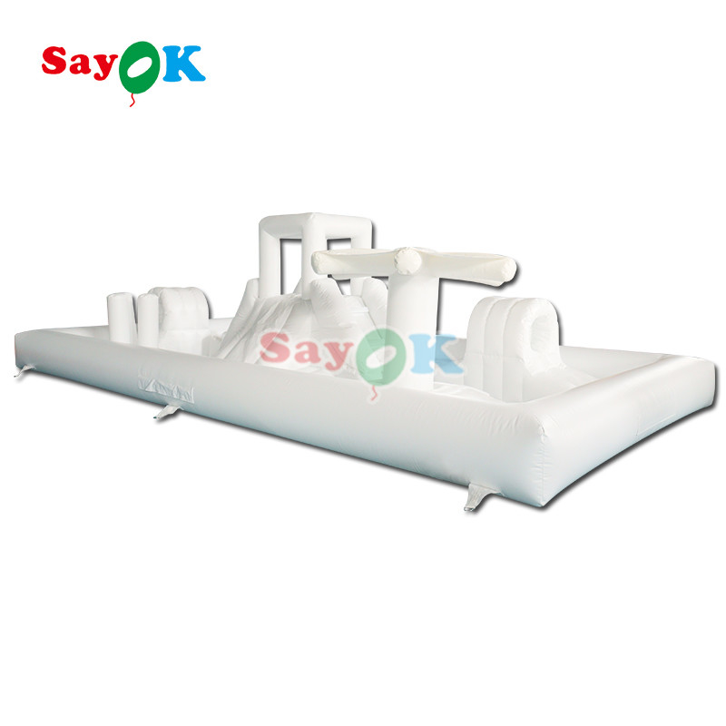 अनुकूलित वाणिज्यिक सॉफ्ट प्ले उपकरण सफेद स्प्लैश पैड inflatable पानी पार्क उछाल महल स्लाइड