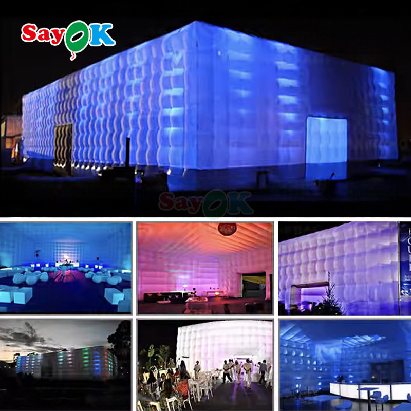 200 लोगों के लिए वाटरप्रूफ ऑक्सफोर्ड क्लॉथ बड़े एलईडी लाइट inflatable पार्टी इवेंट टेंट