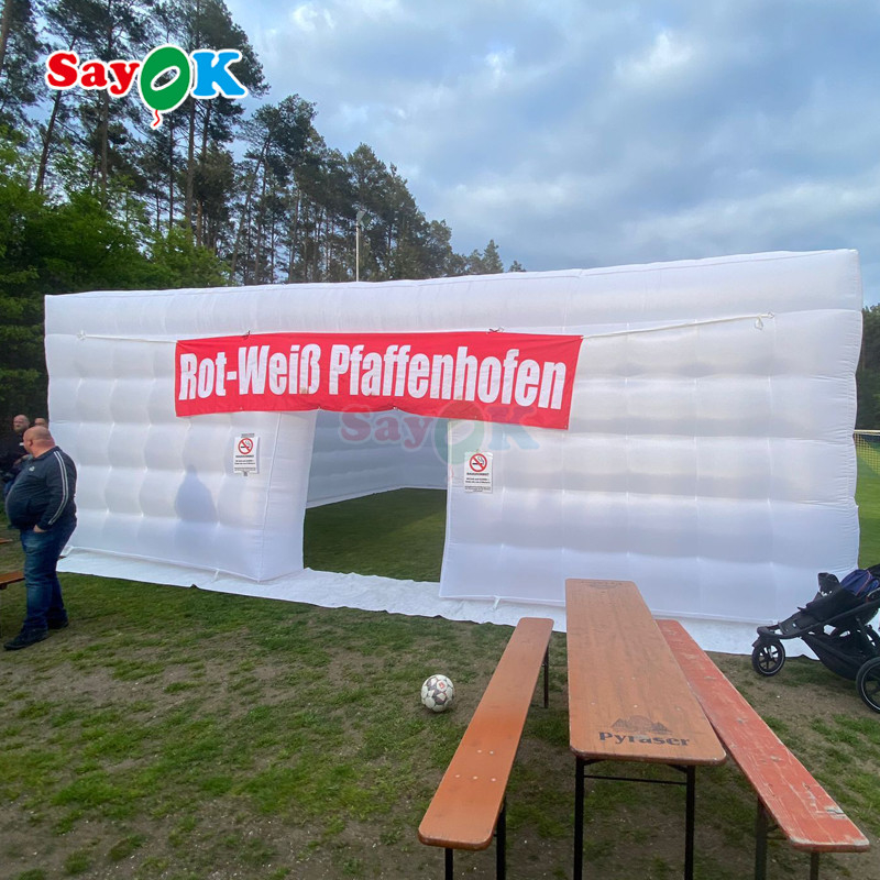8 मीटर बड़े घन एयर टेंट एलईडी 80 लोग पार्टी इवेंट हवा ब्लोअर के साथ inflatable तम्बू