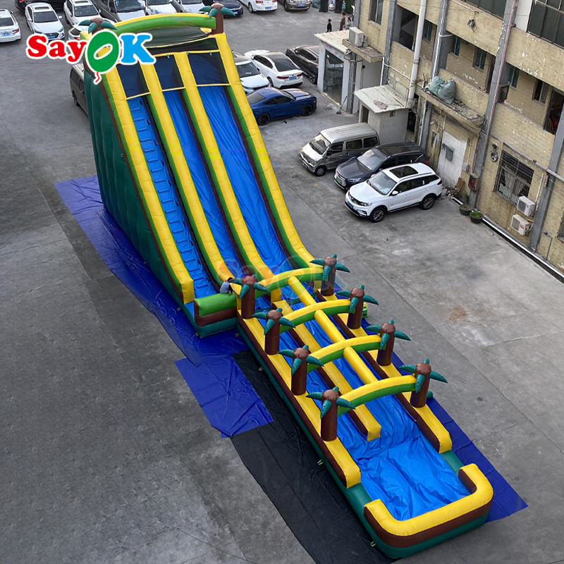 वाणिज्यिक ग्रेड inflatable पानी डबल स्लाइड पाम ट्री पानी स्लाइड बच्चों और वयस्कों के लिए inflatable