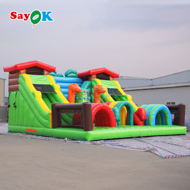 इनडोर और आउटडोर के लिए रंगीन inflatable बाधा पाठ्यक्रम inflatable खेल खेल स्लाइड के साथ inflatable महल