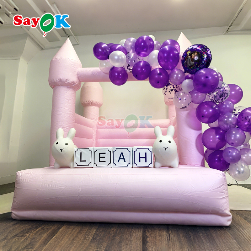 सायक गुलाबी inflatable छोटे उछाल घर सफेद inflatables जन्मदिन की पार्टी के लिए Boucy महल