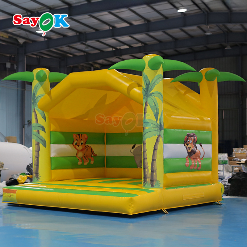 सायक 4 एम किड्स Inflatable Bounce House पशु मुद्रण Inflatable Child Bouncer छोटा Inflatable Bouncy Castle