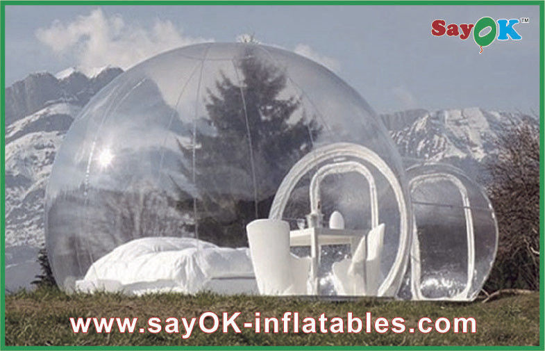 बड़े आउटडोर स्पष्ट inflatable तम्बू बुलबुला पारदर्शी inflatable शिविर तम्बू 2 आदमी के लिए