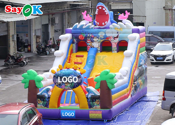 वाणिज्यिक inflatable स्लाइड कार्टून पीवीसी inflatable बाउंसर स्लाइड बच्चे उछाल महल मज़ा स्लाइड बाधा पाठ्यक्रम