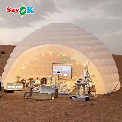 8 मीटर 26 फीट टिकाऊ ऑक्सफोर्ड कपड़े बड़े inflatable इग्लू गुंबद तम्बू हवा ब्लोअर के साथ