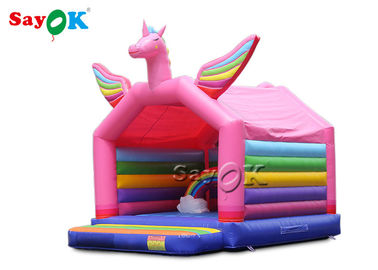 5x4mH राजकुमारी गुलाबी इंद्रधनुष बच्चे के लिए गेंडा Inflatable उछाल कैसल