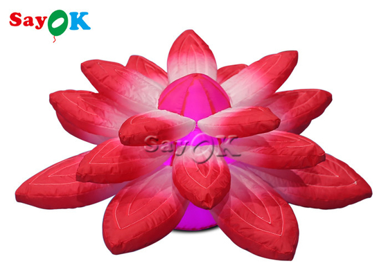 3.28 फीट लॉबी स्टेज की सजावट लाल inflatable रोशनी के साथ कमल लटकी हुई है