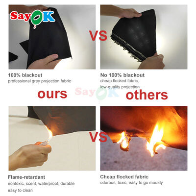 व्यावसायिक 10 मीटर व्यास के ब्लोटेबल प्लेनेटारियम गुंबद के साथ 100% ब्लैकआउट और स्कूल शिक्षा के लिए आग प्रतिरोधी कपड़े